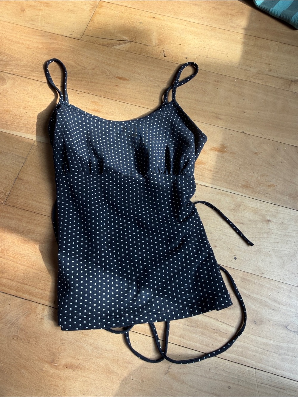 Brandy Melville Black Polka Dot Spaghetti Strap Tank